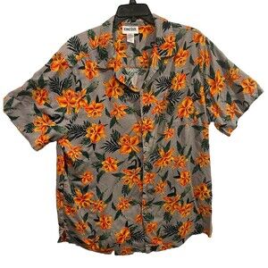 King Size Hawaiian Tropical Print Rayon Button Down Casual Shirt Size 2XL Big